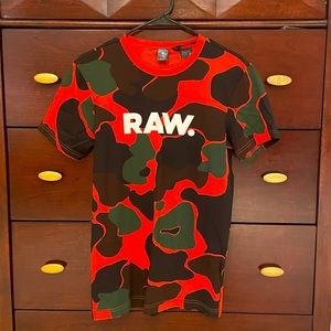 G Star Raw Orange & Green Camo Tee